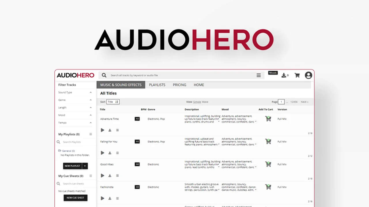 AudioHero – Premium Royalty Free Music and SFX | AppSumo Review