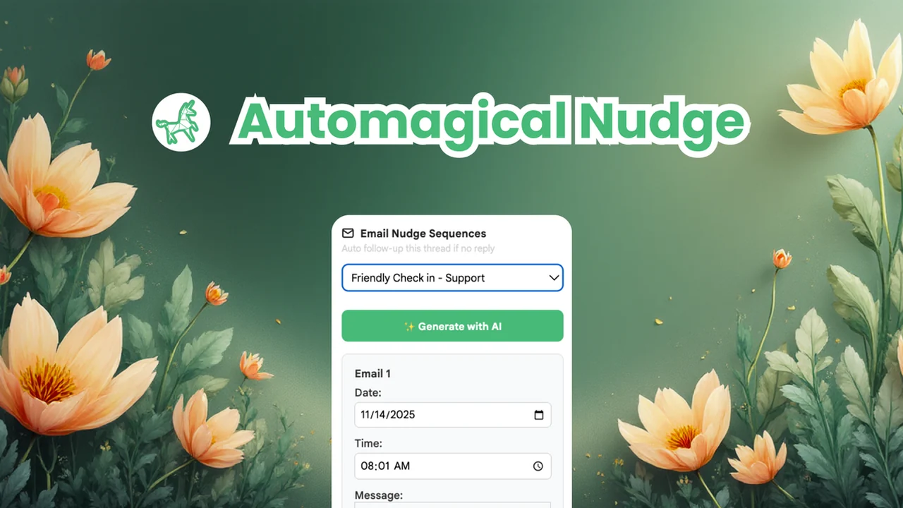 Automagical Nudge: Streamline Your Gmail Workflow with Automated Follow-ups