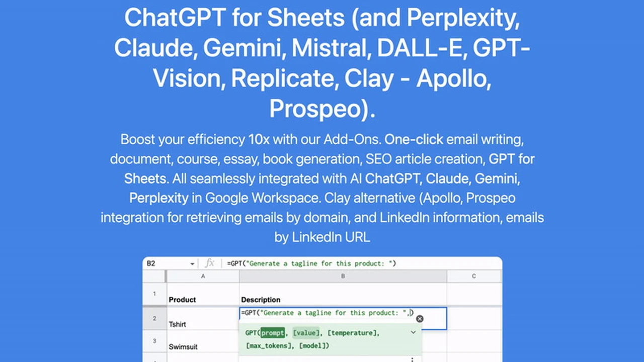 ChatGPT, API Integrations, Programmatic SEO, Data Enrichment in Sheets | AppSumo Review