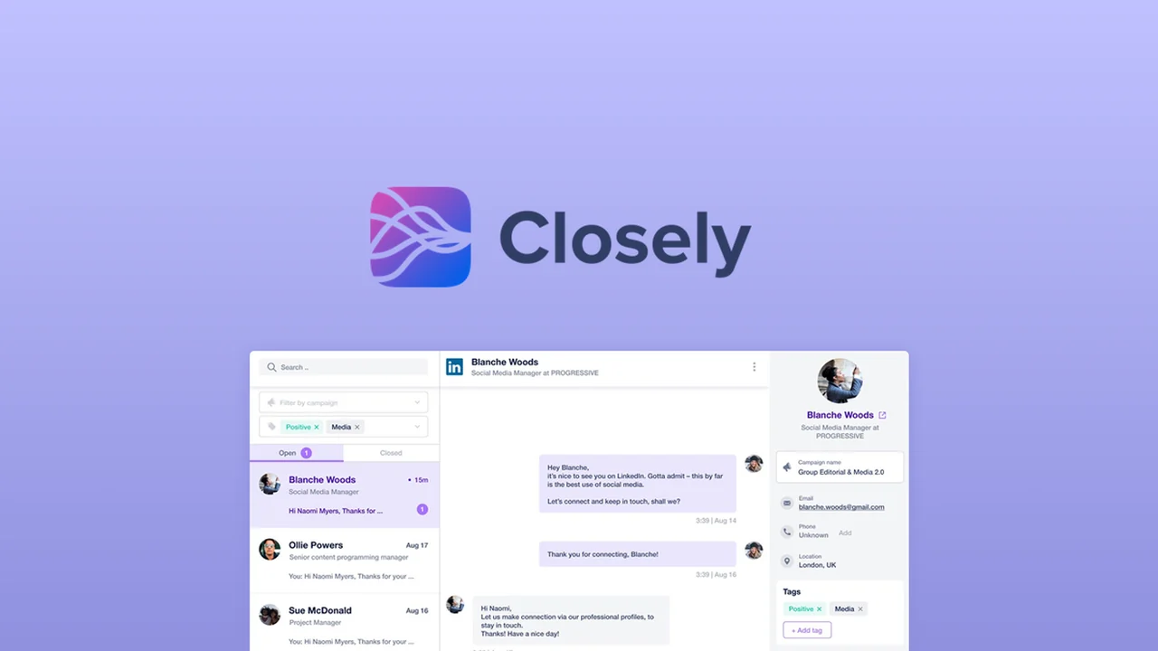 Closely – Automate LinkedIn and email outreach | AppSumo Review