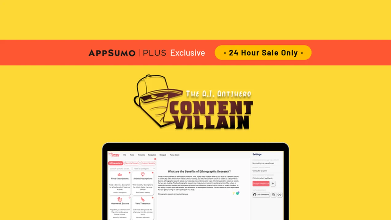 Content Villain – Plus exclusive | AppSumo Review: Streamline Your Writing with AI