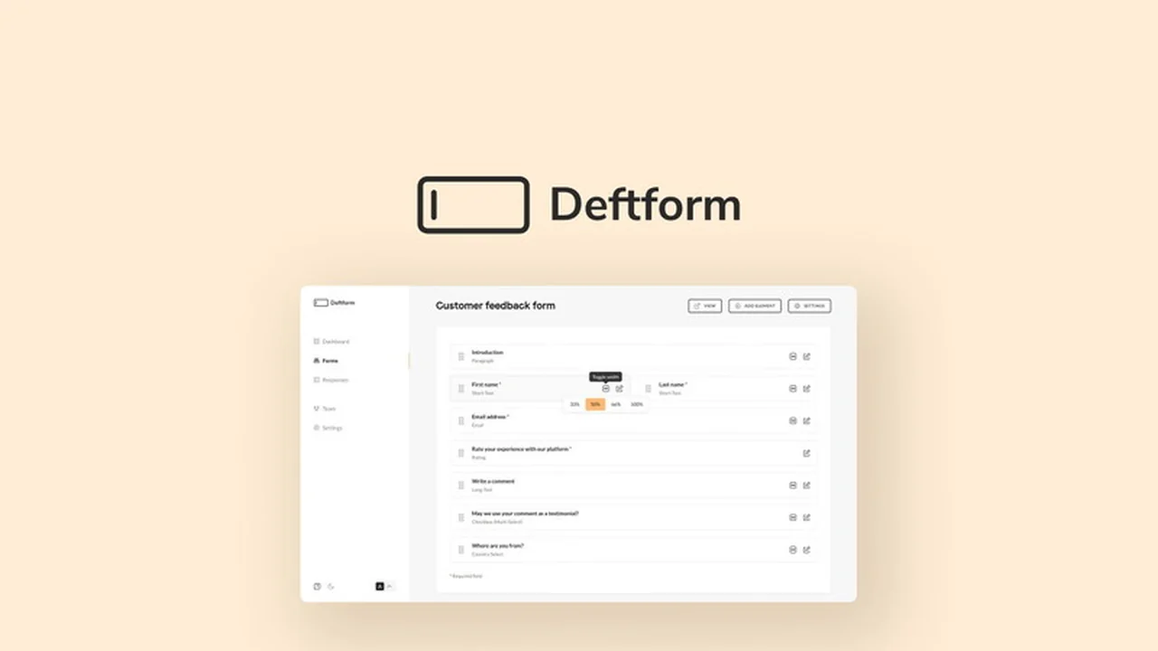 Deftform | AppSumo Review: Effortless Form Building