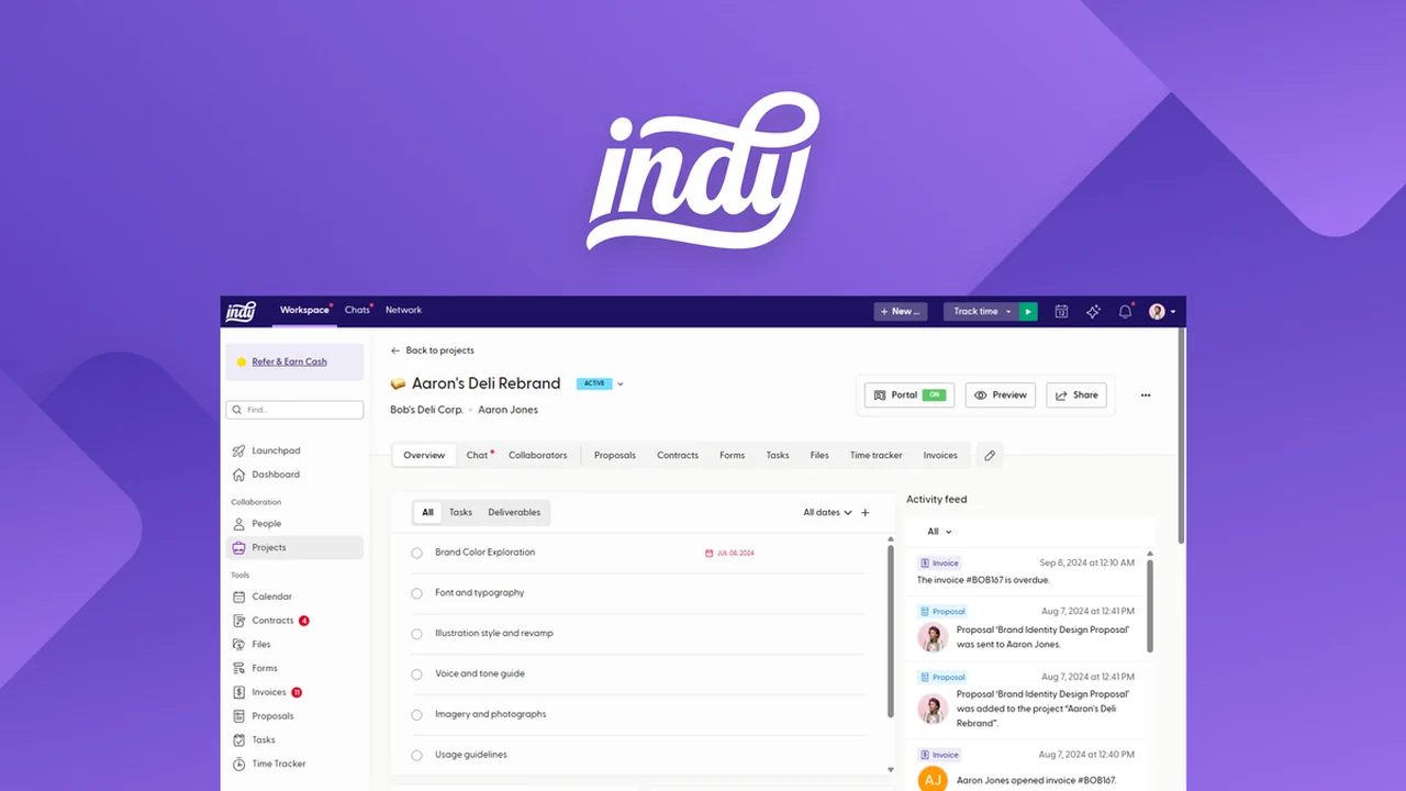 Indy - All-in-one freelancer platform Review | AppSumo Deal