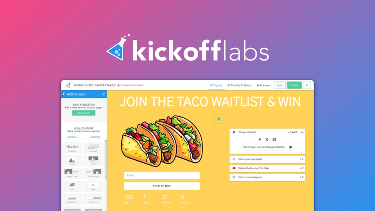 KickoffLabs Review: Streamline Giveaways & Referral Programs