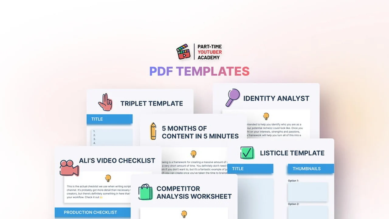 Master Your YouTube Growth with Ali Abdaal's Part-Time YouTuber Academy PDF Templates