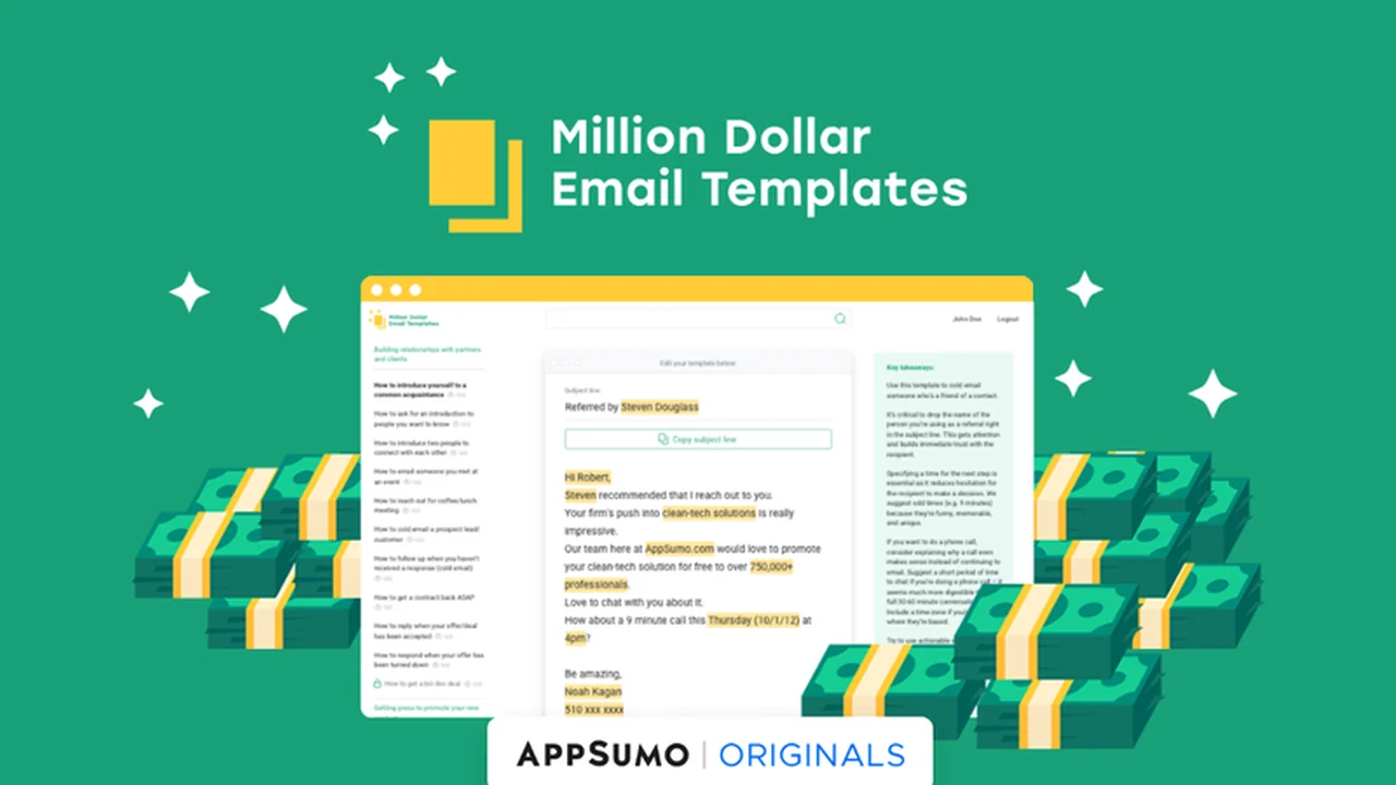 Million Dollar Email Templates 2.0 – Access Now | AppSumo Review