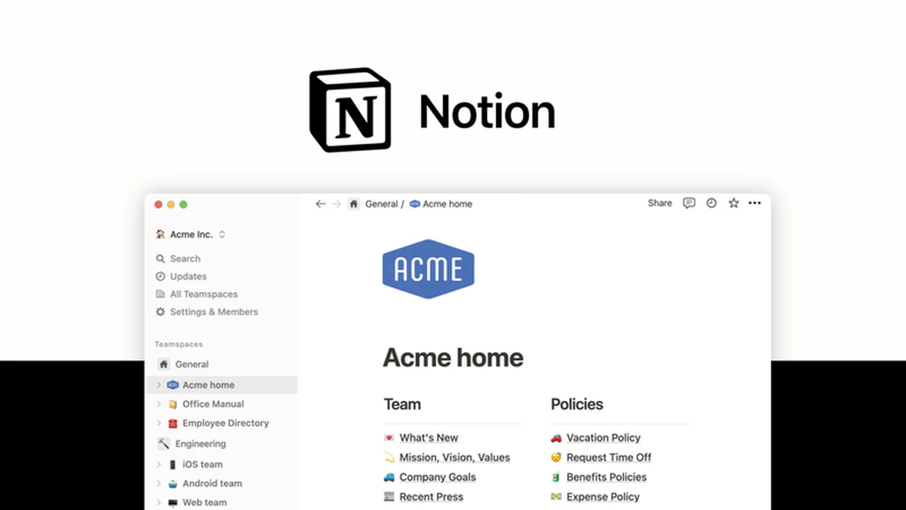 Notion - Coordinate and Manage Projects with the Ultimate Team Workspace
