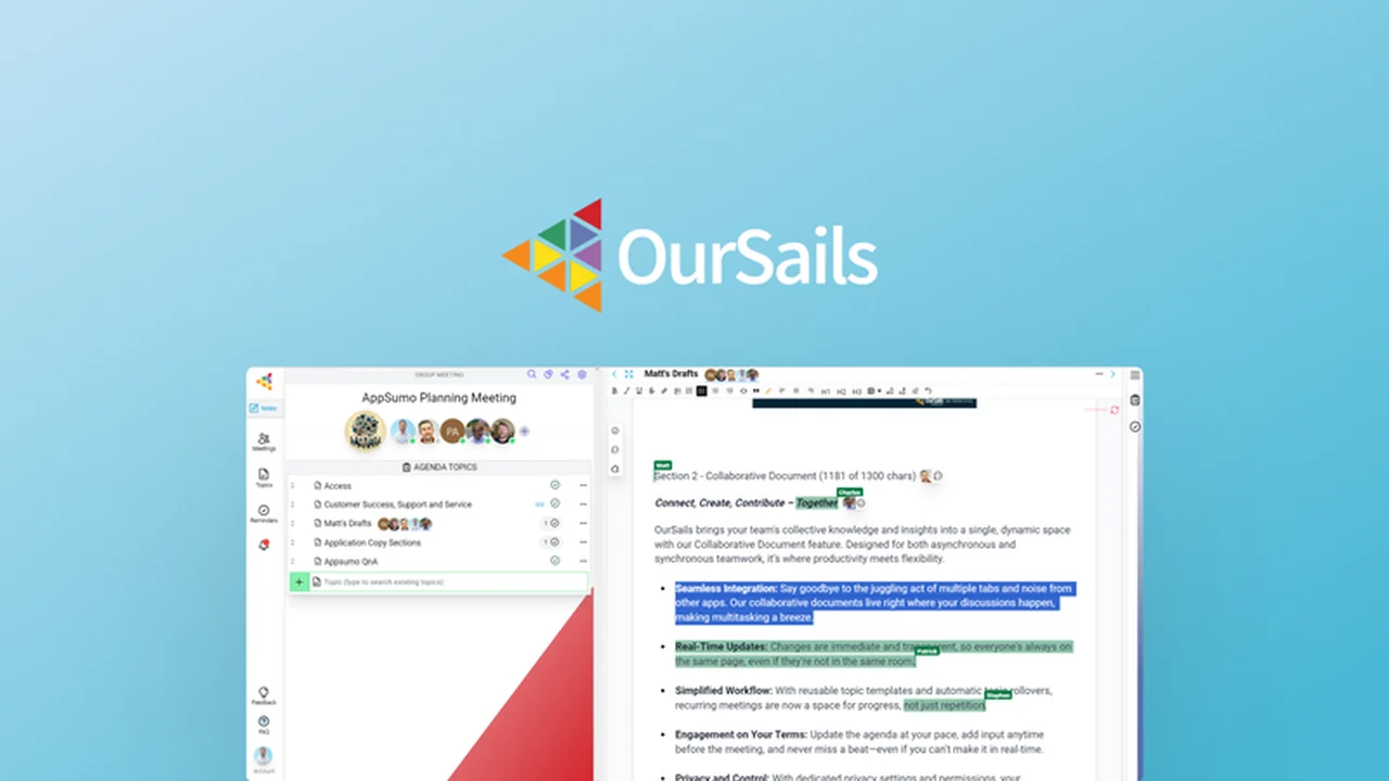 OurSails | AppSumo: Streamline Your Professional Meetings and Notes