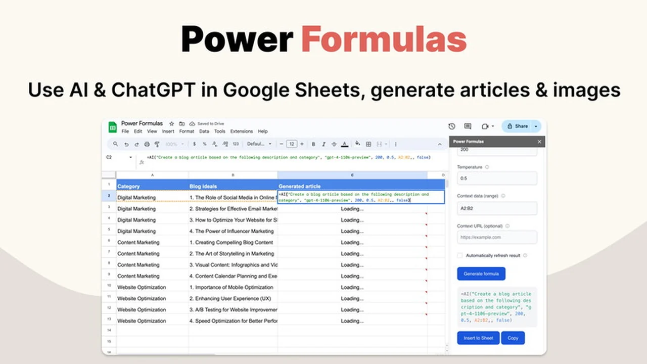 Power Formulas: Use ChatGPT & AI in Google Sheets for Enhanced Productivity