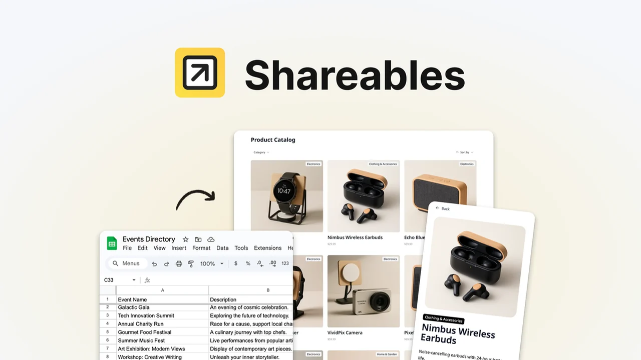 Shareables: Effortless No-Code Websites from Google Sheets