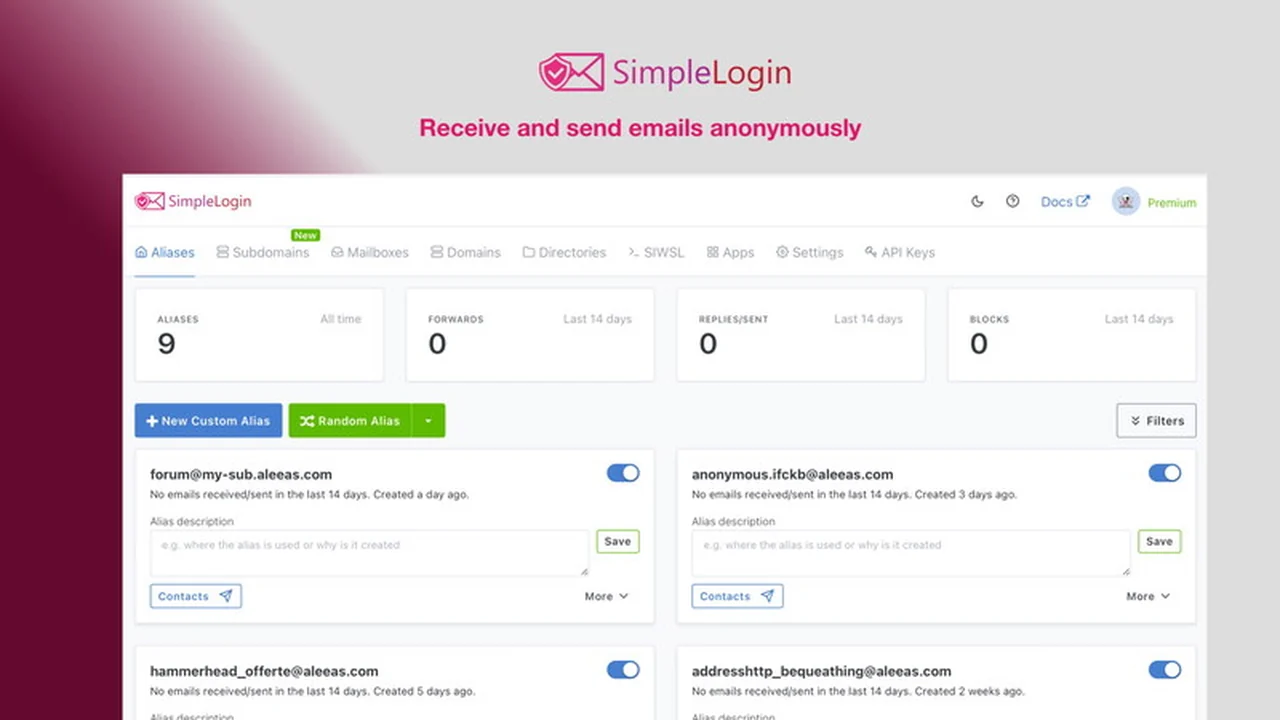 SimpleLogin Premium | AppSumo: Advanced Email Alias Protection