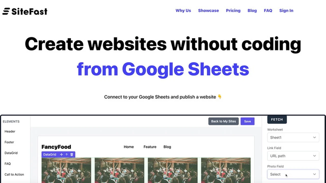 SiteFast Review: Build Dynamic Websites with Google Sheets