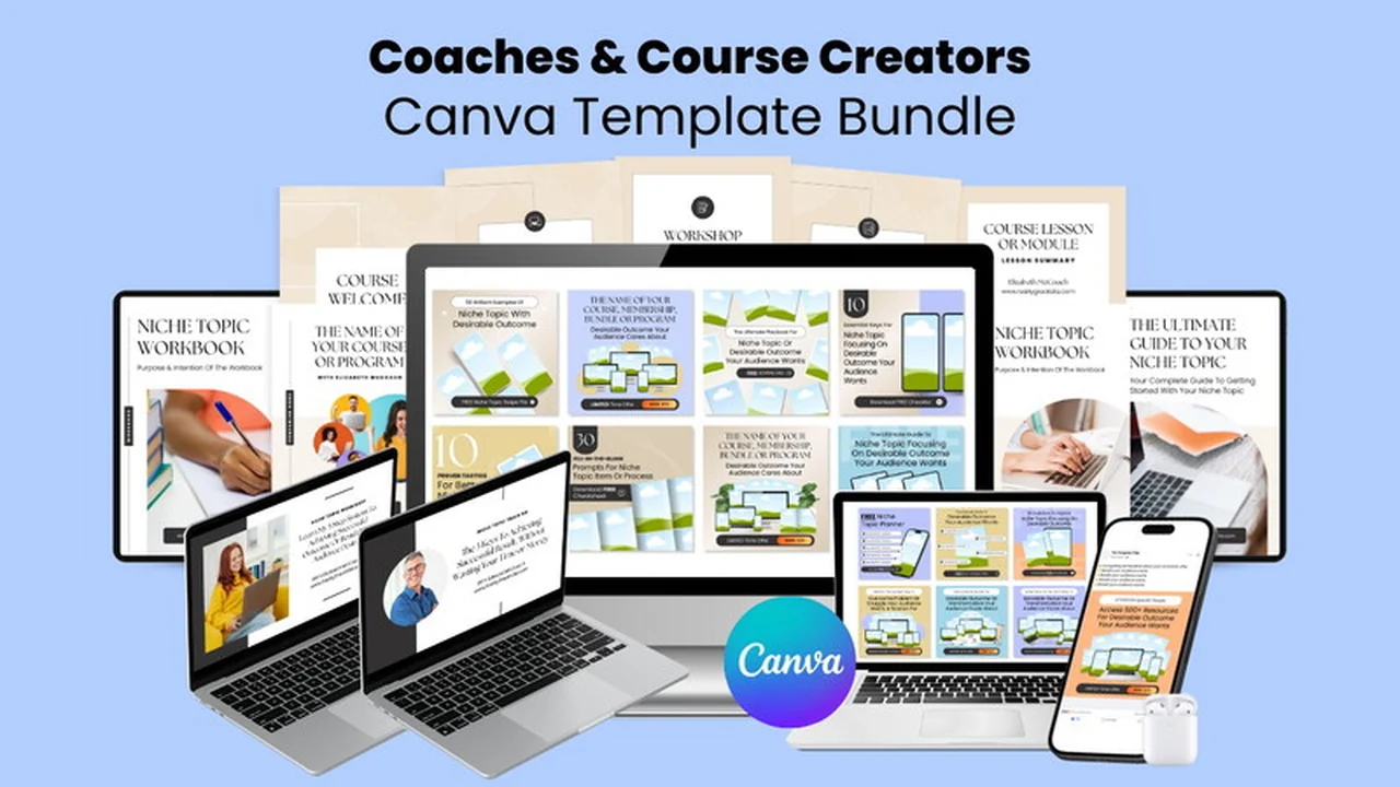 Streamline Your Course Creation with the Coaches & Course Creators Canva Template Bundle