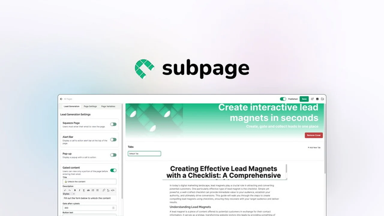 Subpage | AppSumo: Effortless Lead Magnet Creation and Gating