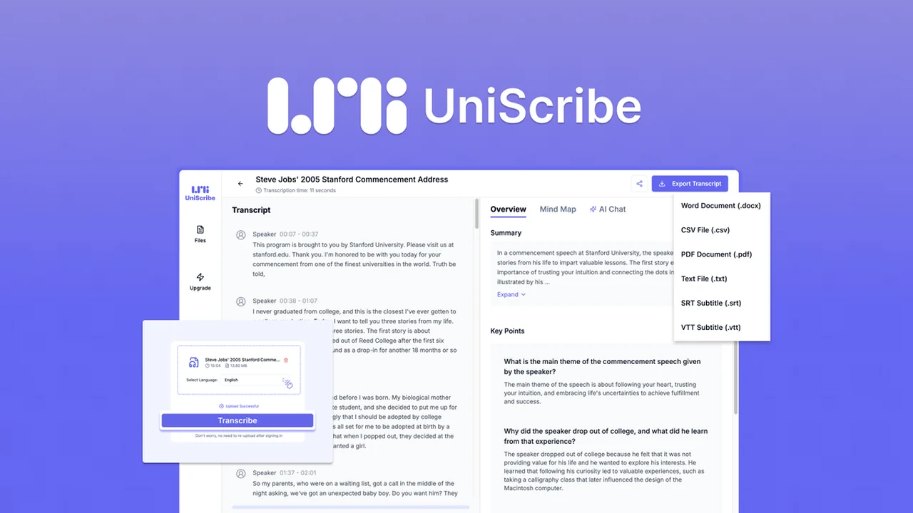 UniScribe - Transcribe Audio & Video Accurately and Efficiently