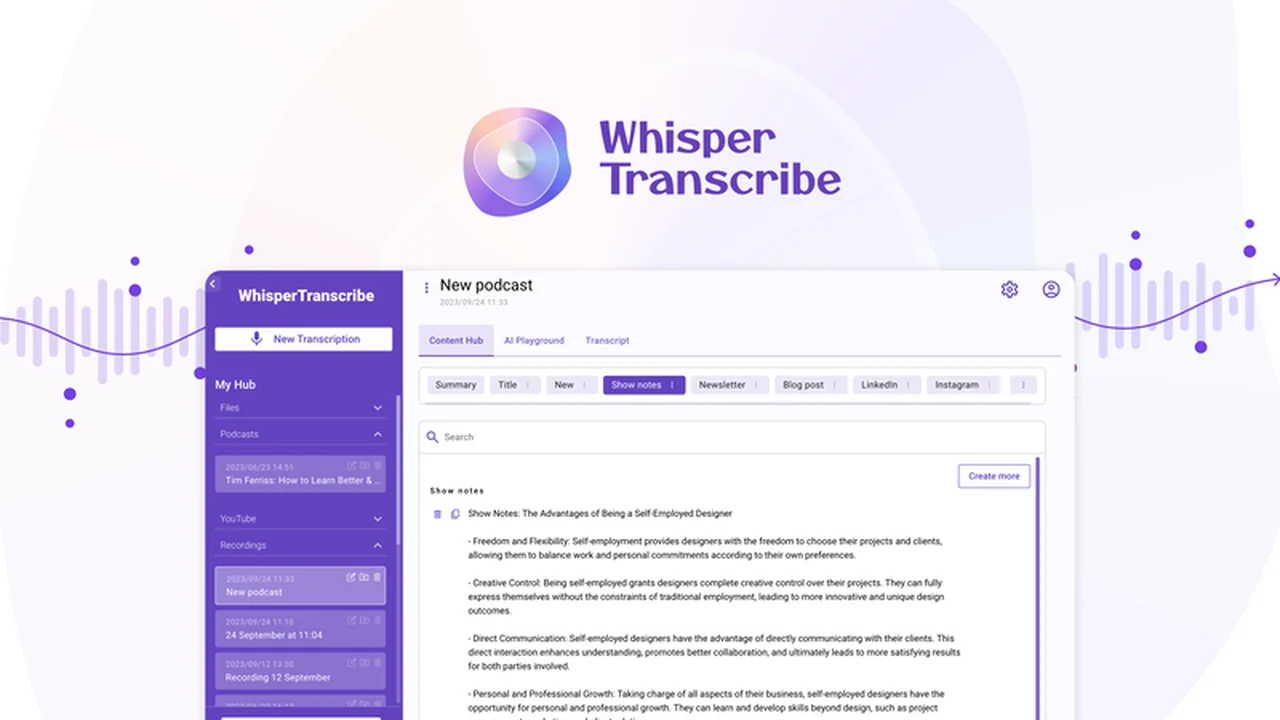 WhisperTranscribe - Streamline Your Content Creation