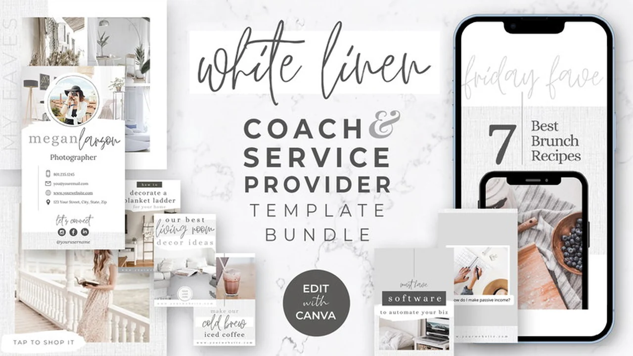 White Linen Canva Coaching & Service Provider Template Bundle Review